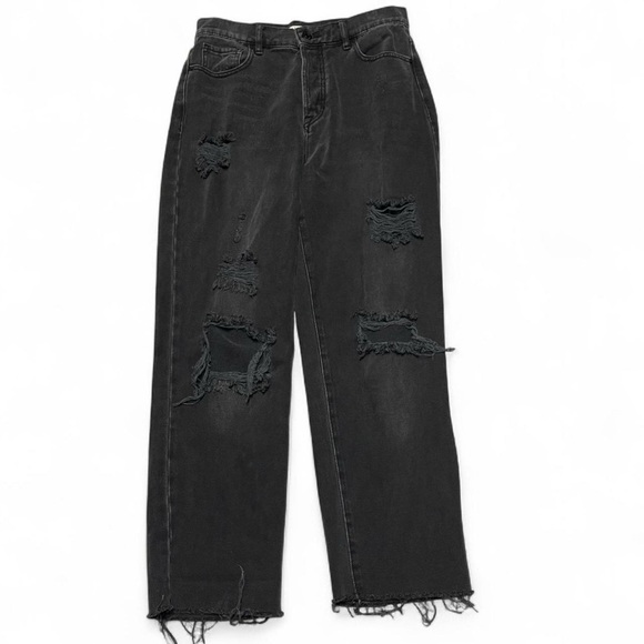 PacSun Denim - PacSun Women’s Black Jeans Size 28 Distressed High Rise Straight Leg Denim 28x25